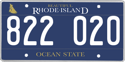 RI license plate 822020