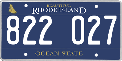 RI license plate 822027