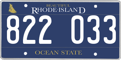 RI license plate 822033