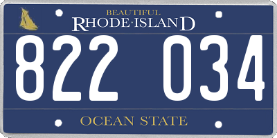 RI license plate 822034
