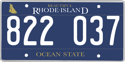 RI license plate 822037