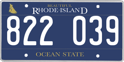 RI license plate 822039