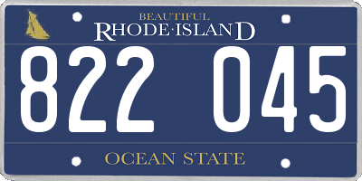 RI license plate 822045