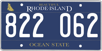 RI license plate 822062