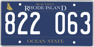 RI license plate 822063