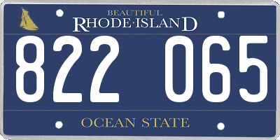 RI license plate 822065