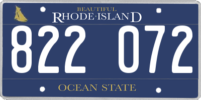 RI license plate 822072