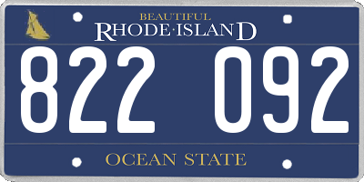 RI license plate 822092