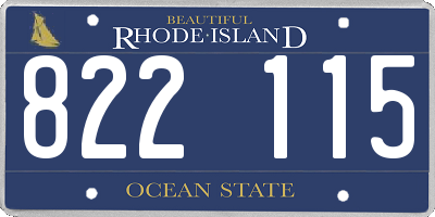 RI license plate 822115