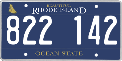 RI license plate 822142