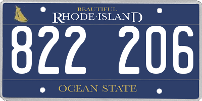 RI license plate 822206