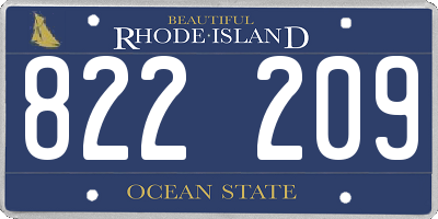 RI license plate 822209