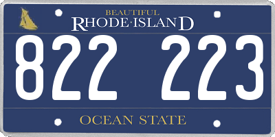 RI license plate 822223