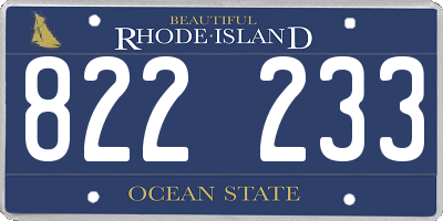 RI license plate 822233