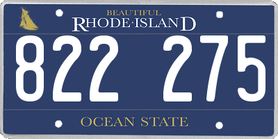 RI license plate 822275