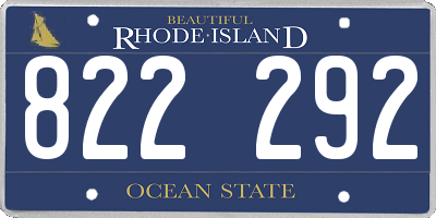 RI license plate 822292