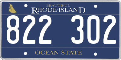 RI license plate 822302