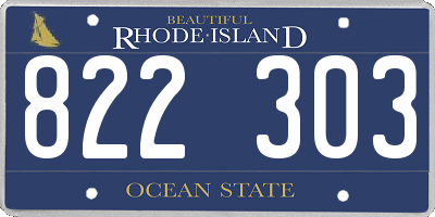 RI license plate 822303