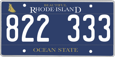 RI license plate 822333