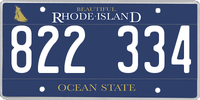 RI license plate 822334