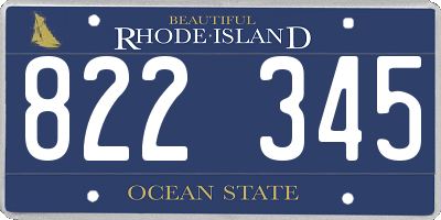 RI license plate 822345