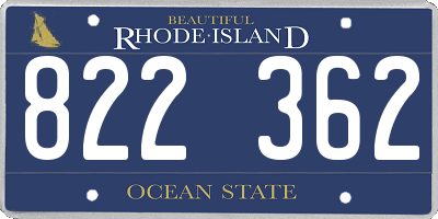 RI license plate 822362