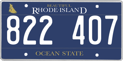 RI license plate 822407