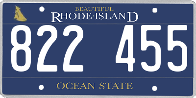 RI license plate 822455