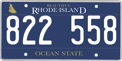 RI license plate 822558