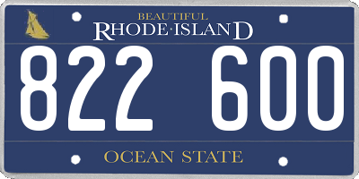 RI license plate 822600