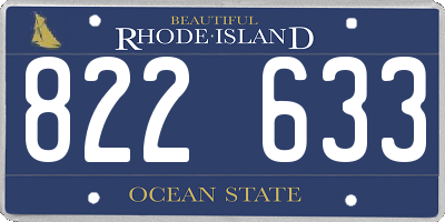 RI license plate 822633