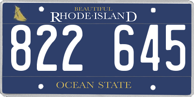 RI license plate 822645