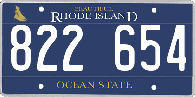 RI license plate 822654