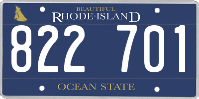 RI license plate 822701