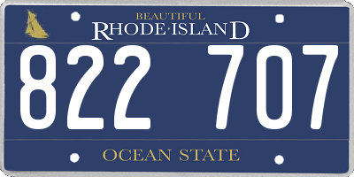 RI license plate 822707