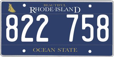 RI license plate 822758