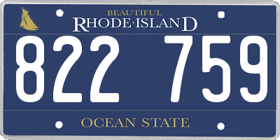 RI license plate 822759