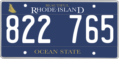 RI license plate 822765