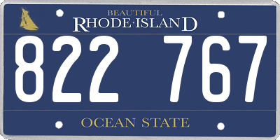 RI license plate 822767