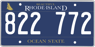 RI license plate 822772