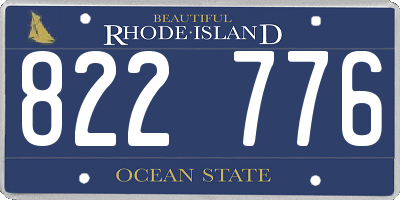 RI license plate 822776