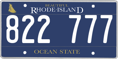 RI license plate 822777