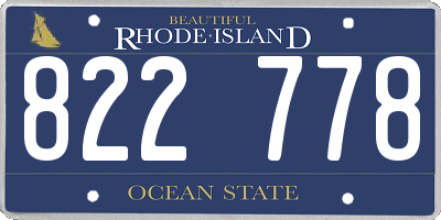 RI license plate 822778
