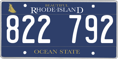 RI license plate 822792