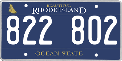 RI license plate 822802