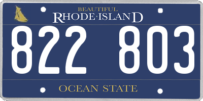 RI license plate 822803