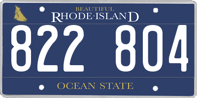 RI license plate 822804