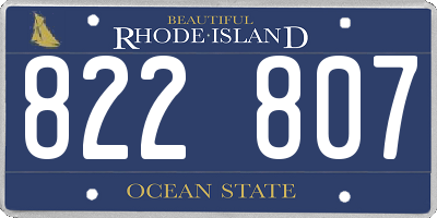 RI license plate 822807
