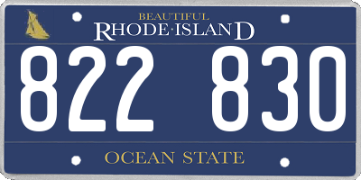 RI license plate 822830