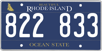 RI license plate 822833